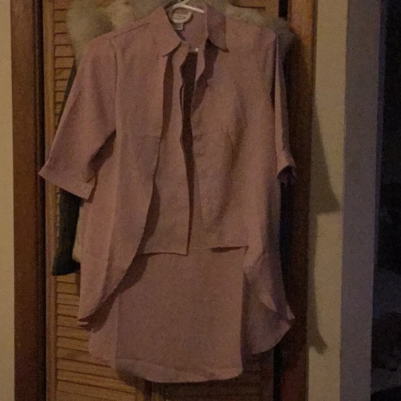 🆕Lolita Unique Mauve Pink High Low Button Up Blouse With 3/4 Sleeves - Picture 5 of 6